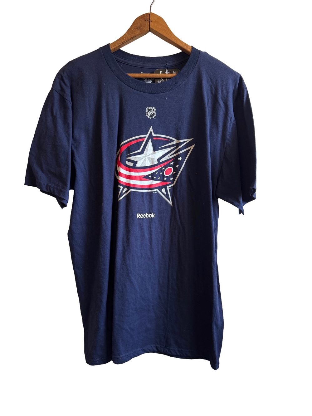 Reebok Navy Columbus Blue Jackets Logo Tee